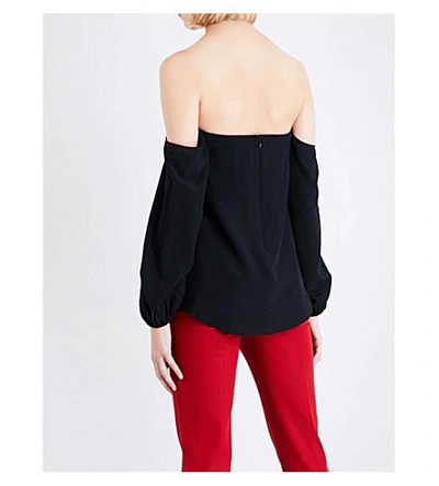 Shop Theory Laureema Off-the-shoulder Silk-blend Top In Black