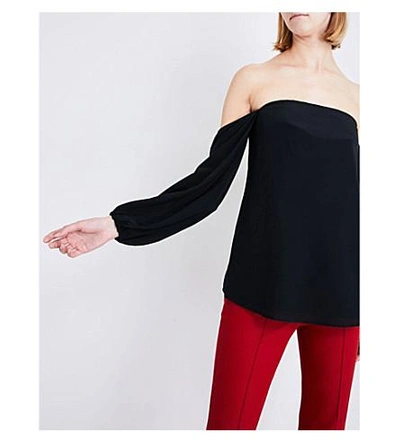 Shop Theory Laureema Off-the-shoulder Silk-blend Top In Black