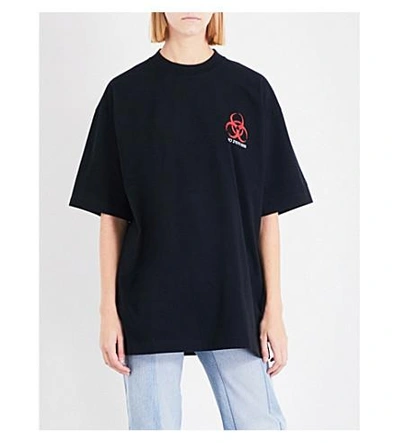 Shop Vetements Volunteer Cotton-jersey T-shirt In Black