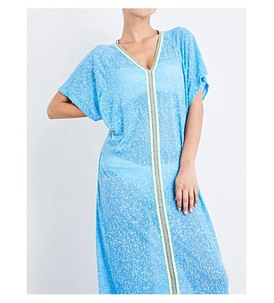 Shop Pitusa Abaya Cotton-blend Dress In Blue