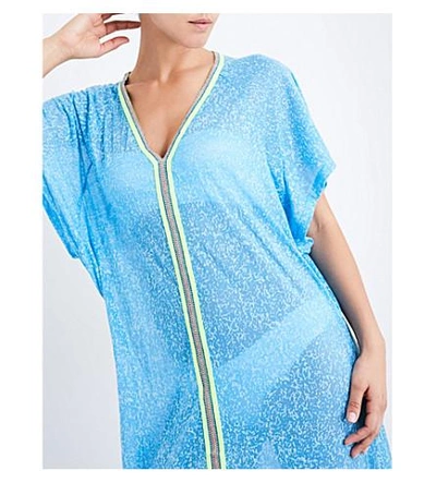 Shop Pitusa Abaya Cotton-blend Dress In Blue