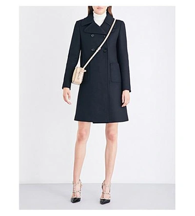 Shop Valentino Double-breasted Wool-blend Coat In Black