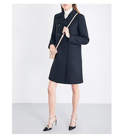 Shop Valentino Double-breasted Wool-blend Coat In Black