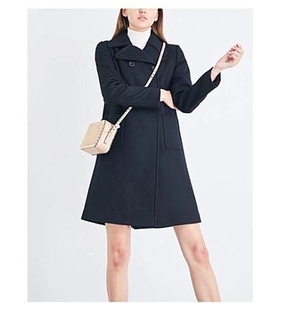 Shop Valentino Double-breasted Wool-blend Coat In Black