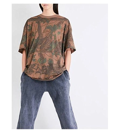 Shop Yeezy Season 4 Leaf-print Cotton-jersey T-shirt In Cpn45