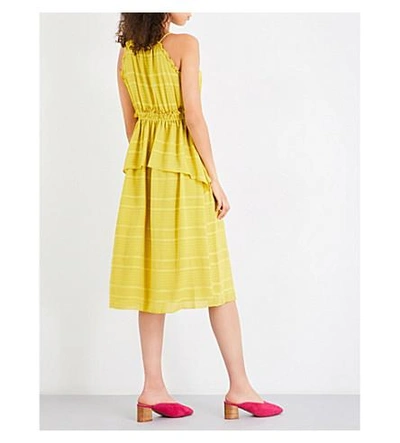 Shop Whistles Textured Ruffle Chiffon Tie Dress In Yellow