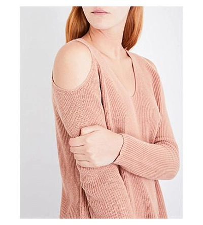 Shop Whistles Cold Shoulder Cotton-blend Sweater In Cream