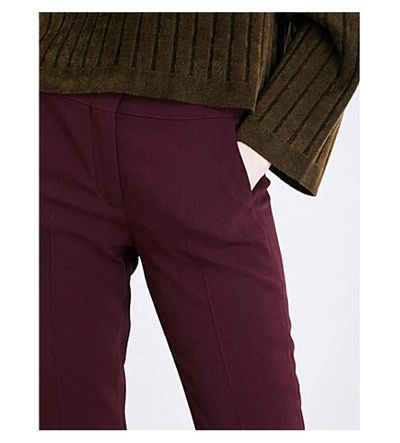 Shop Sportmax Split-hem Straight Mid-rise Crepe Pants In Plum