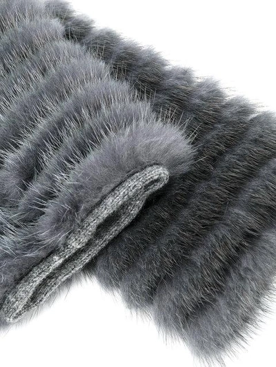 Shop Agnona Fur Detailed Mini Scarf In Grey