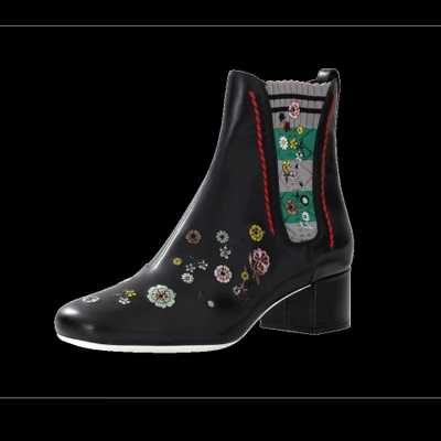 Shop Fendi Marie Antionette Embroidered Bootie In Black