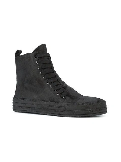 Shop Ann Demeulemeester Layered Lace-up Hi-top Sneakers - Black