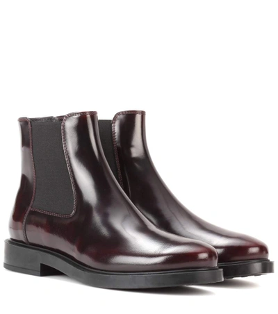 Tod's Leather Ankle Boots In Brown