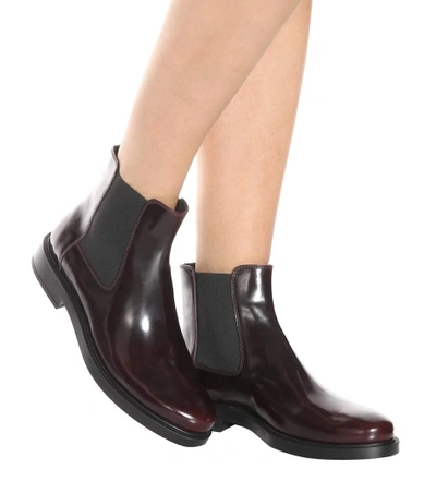 Shop Tod's Leather Ankle Boots In Brown