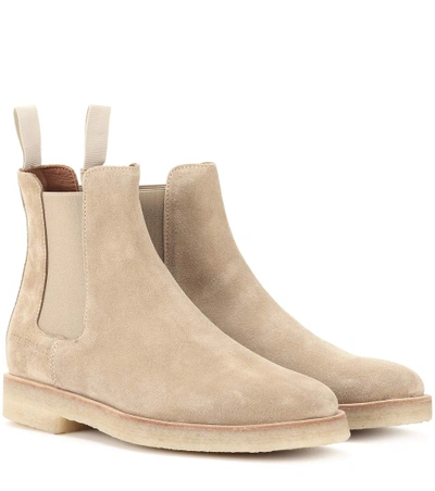 Common Projects Suede Chelsea Ankle Boots In Beige
