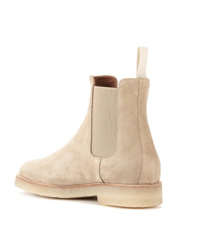 Shop Common Projects Suede Chelsea Ankle Boots In Beige