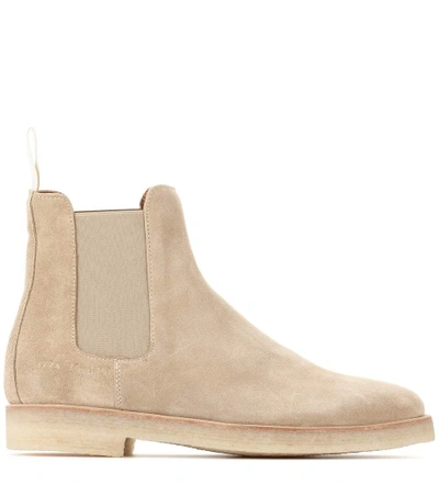 Shop Common Projects Suede Chelsea Ankle Boots In Beige