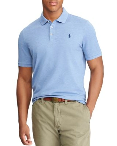 Stretch Mesh Classic Fit Polo Shirt In Jamaica Heather Blue