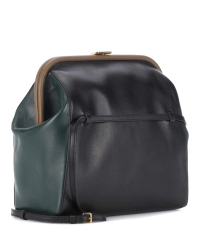 Shop Marni Leather Shoulder Bag In Black