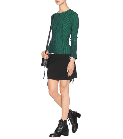 Shop Alexander Wang T Rib-knitted Sweater In Eavy With Emerald Comlo