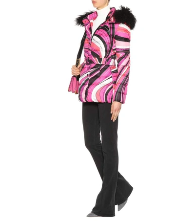 Shop Emilio Pucci Printed Down Coat In Multicoloured