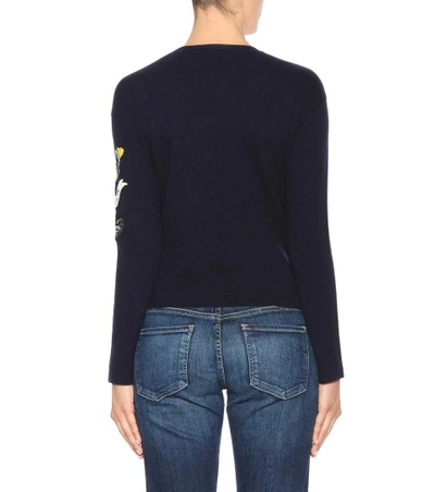 Shop Valentino Beaded Wool And Cashmere Sweater In Eavy
