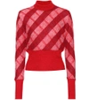 Miu Miu High-neck Checked Mohair-blend Sweater In Red