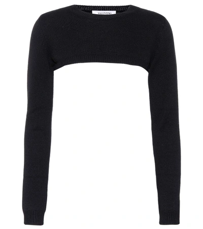Valentino Cropped Cashmere Sweater In Black