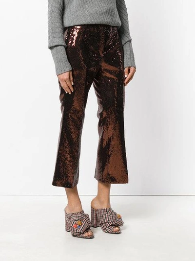 Shop N°21 Cropped Flare Trousers In Brown