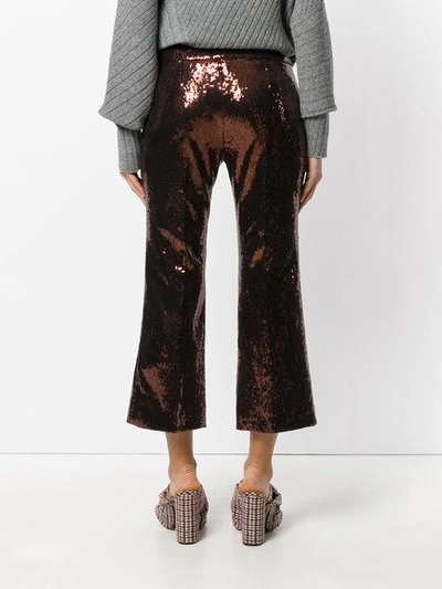 Shop N°21 Cropped Flare Trousers In Brown