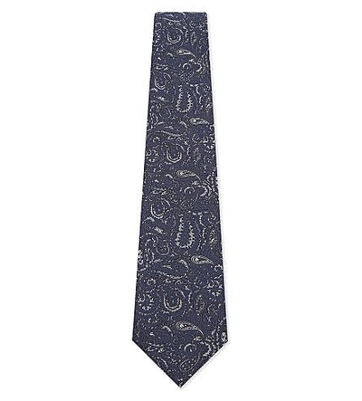 Shop Etro Paisley Silk Tie In Blue