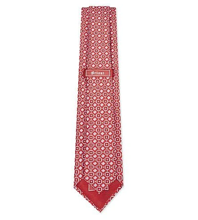Shop Brioni Flower Tie Silk Tie In Red