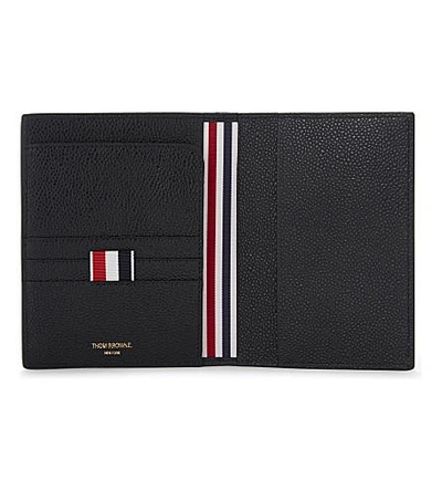 Shop Thom Browne Pebbled Leather Passport Holder In Black