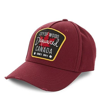 Shop Dsquared2 Canada Patch Cotton Strapback Cap In Red