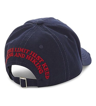 Shop Dsquared2 Mountain Patch Cotton Strapback Cap In Navy