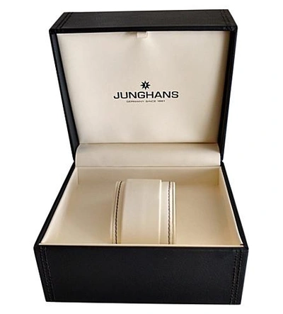 Shop Junghans 041/4462.00 Max Bill Stainless Steel And Leather Quartz Watch In Black