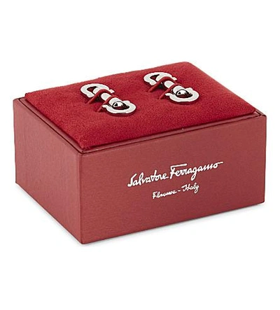 Shop Ferragamo Double Gancho Movable Buckle Cufflinks In Gold 1