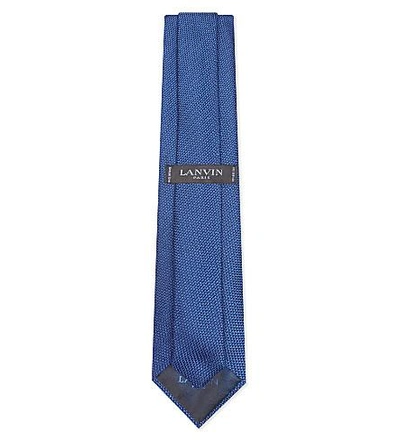 Shop Lanvin Solid Knitted Silk Tie In Blue