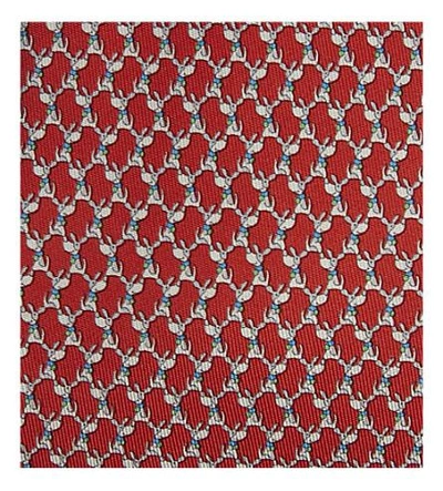 Shop Ferragamo Dog Print Silk Tie In F.rosso
