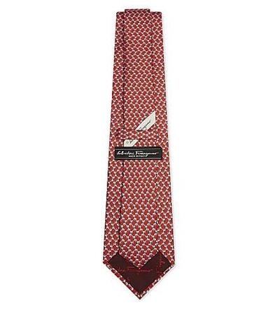 Shop Ferragamo Dog Print Silk Tie In F.rosso