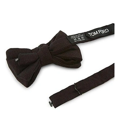Shop Tom Ford Pindot Wool-silk Tie Bow Tie In Bordeux