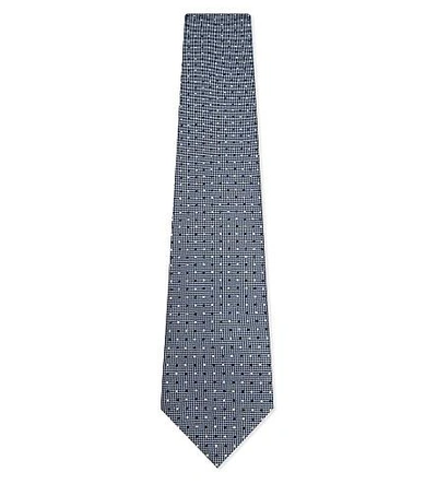 Shop Ermenegildo Zegna Polka-dot Textured Silk Tie In Sky