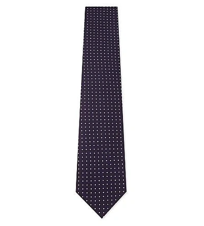 Shop Ermenegildo Zegna Polka-dot Textured Silk Tie In Purple