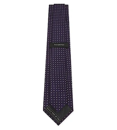 Shop Ermenegildo Zegna Polka-dot Textured Silk Tie In Purple
