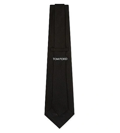 Shop Tom Ford Woven Cotton Silk Tie In Black