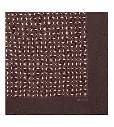 Shop Tom Ford Circular Dot Print Silk Pocket Square In Burgundy