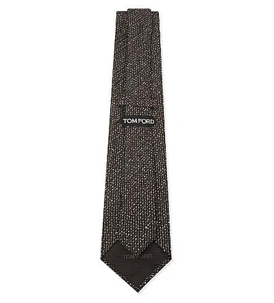 Shop Tom Ford Speckled Silk-blend Tie In Dk Brown
