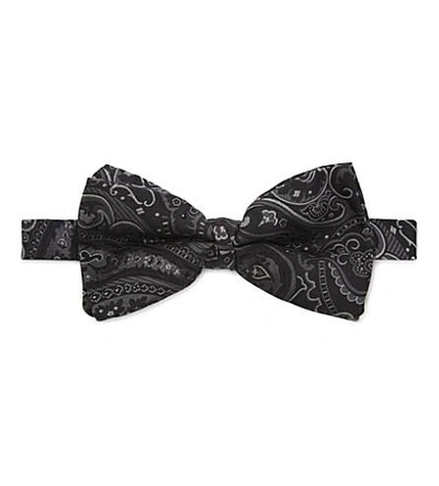 Shop Etro Paisley Print Silk Bow Tie In Black