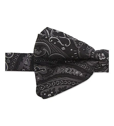 Shop Etro Paisley Print Silk Bow Tie In Black