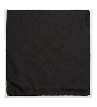 Shop Etro Paisley Print Silk Pocket Square In Black