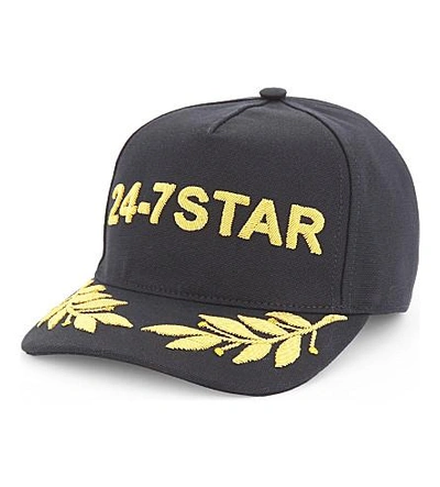 Shop Dsquared2 24-7 Star Cotton Snapback Cap In Black